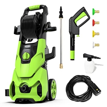Rock&Rocker Powerful Electric Pressure Washer, 2150PSI Max 2.6 GPM Power Washer with Hose Reel, 4 Qu...