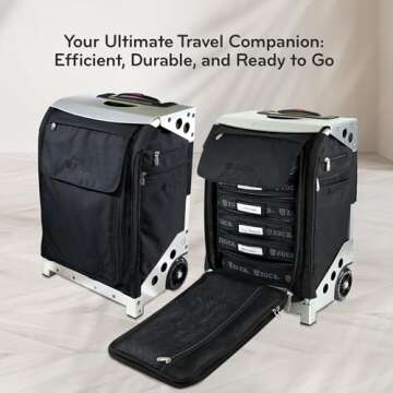 ZUCA Flyer Artist Case - Professional Makeup Case with 5 Vinyl Utility Pouches Travel Cover 41" Tele...