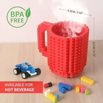 Lumsburry Build-on Brick Coffee Mug for All Ages Red