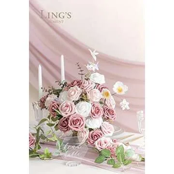 Ling's Moment Artificial Flowers, 25Pcs 3" Roses in Dusty Rose Shades, Realistic DIY Foam Floral Decor for Wedding Bouquets/Centerpieces, Outdoor Party Backdrops, Room/Table, and Garden/Pot Decoration