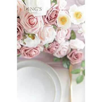 Ling's Moment Artificial Flowers, 25Pcs 3" Roses in Dusty Rose Shades, Realistic DIY Foam Floral Decor for Wedding Bouquets/Centerpieces, Outdoor Party Backdrops, Room/Table, and Garden/Pot Decoration