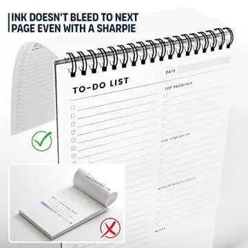 To Do List Notepad: With Multiple Functional Sections - 6.5 x 9.8" 60 Sheets - Spiral Daily Planner Notebook - Task CheckList Organizer Agenda Pad for Work - Note and Todo Organization