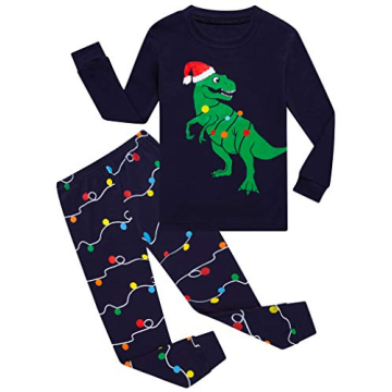 Family Feeling Kids Christmas Pajamas Set - Soft Cotton Dinosaur Design