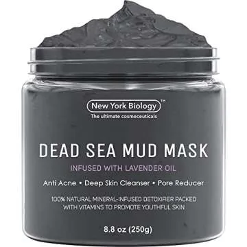New York Biology Dead Sea Mud Mask for Face and Body with Dead Sea Mud Mask Infused with Lavender - Spa Quality Pore Reducer for Acne, Blackheads and Oily Skin, Natural Skincare – 8.8 Oz