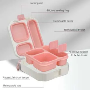 wiwens Bento Lunch Box for Kids with 12oz Soup Thermo Leak-Proof Lunch Food Container with 5 Compart...