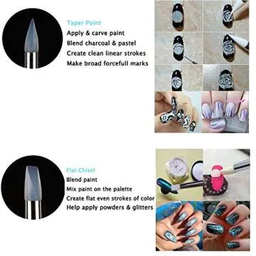 Ejiubas Sculpting Polymer Clay Tools 5 X 2 Way Dotting Tool Rubber Brushes Wipe Out Tools for DIY Nail Art and Art Craft