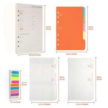 A5 Refill Paper, 200 Lined Pages, 5 Tabs Binder Divider, 160 PCS Index Tabs with Ruler, 2 PCS PVC Po...