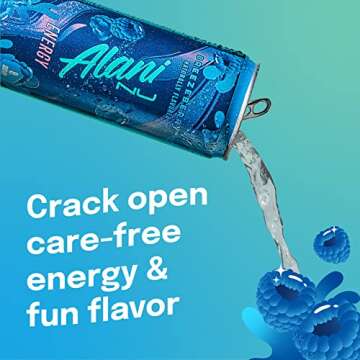 Alani Nu BREEZEBERRY Sugar Free, Low Calorie Energy Drinks | 200mg Caffeine | Biotin B Vitamins | Zero Sugar | 10 Calories | 12 Fl Oz Cans |12 Pack