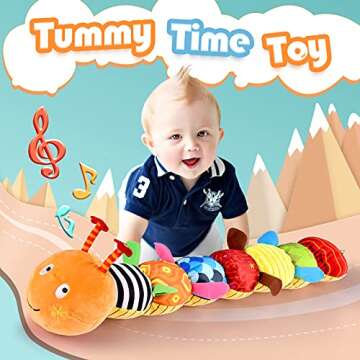 LIGHTDESIRE Baby Toys Musical Caterpillar,Infant Toys Stuffed Animal Toys with Ruler Design and Ring Bell,Baby Teething Toys for Tummy Time Newborn Boys Girls 0 3 6 12 Months