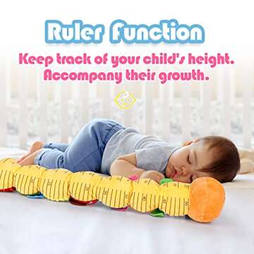 LIGHTDESIRE Baby Toys Musical Caterpillar,Infant Toys Stuffed Animal Toys with Ruler Design and Ring Bell,Baby Teething Toys for Tummy Time Newborn Boys Girls 0 3 6 12 Months