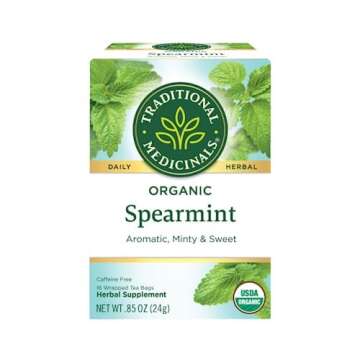 Traditional Medicinals Organic Spearmint Herbal Tea, Healthy & Refreshing, (Pack of 2) - 32 Tea Bags Total