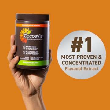 CocoaVia Cardio Health Cocoa Powder, 30 Servings, 500mg Cocoa Flavanols, Support Heart Health, Boost...