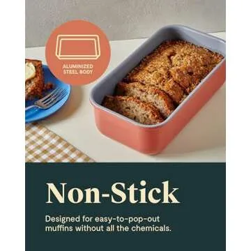 Caraway Non-Stick Ceramic 1 lb Loaf Pan Duo - Naturally Slick Ceramic Coating - Non-Toxic, PTFE & PFOA Free - Perfect for Pound Cakes, Breads, & More - Cream