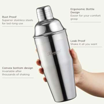 Cocktail Shaker, KITESSENSU 24oz Drink Shaker with Bartender Strainer, Measuring Jigger, Bar Mixing ...