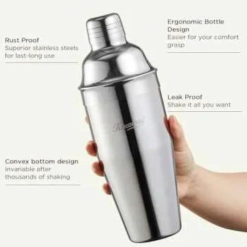 KITESSENSU 24oz Cocktail Shaker Set - Ultimate Drink Mixing Essentials with Strainer and Recipe Guid...