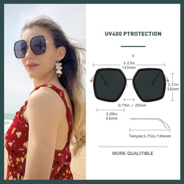 WOWSUN Oversized Women’s Sunglasses with UV Protection