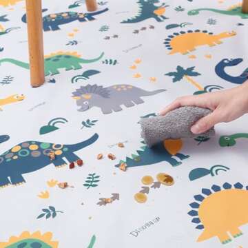 Splat Floor Mat for Under High Chair/Arts/Crafts by CLCROBD, 51" Waterproof Anti-Slip Food Splash Spill Mess Mat, Washable Portable Picnic Mat and Table Cloth