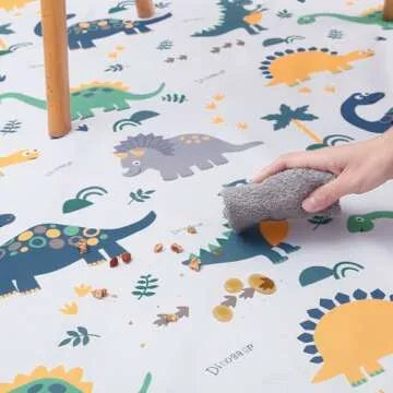 Splat Floor Mat for Under High Chair/Arts/Crafts by CLCROBD, 51" Waterproof Anti-Slip Food Splash Spill Mess Mat, Washable Portable Picnic Mat and Table Cloth