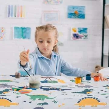 Splat Floor Mat for Under High Chair/Arts/Crafts by CLCROBD, 51" Waterproof Anti-Slip Food Splash Spill Mess Mat, Washable Portable Picnic Mat and Table Cloth