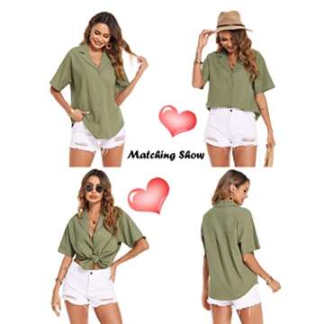 HOTOUCH Women's Button Down Loose Linen Blouse - Chic Summer Style