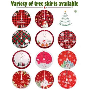 Christmas Tree Skirt 48 Inch - Festive Plaid & Snowflakes