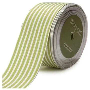 May Arts 1-1/2-Inch Wide Celery Grosgrain Stripe Ribbon for Gift Wrapping and Crafts