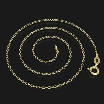 Bling For Your Buck 18K Gold Flashed Sterling Silver 1.2mm Very Thin Italian Cable Chain Necklace - 20"