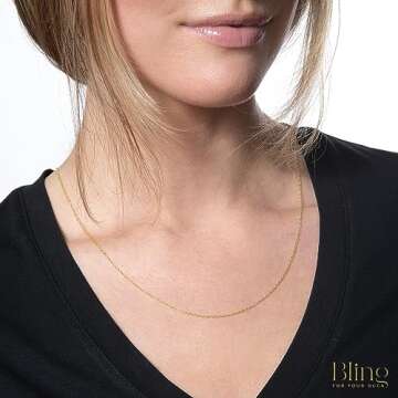 Bling For Your Buck 18K Gold Flashed Sterling Silver 1.2mm Very Thin Italian Cable Chain Necklace - 20"