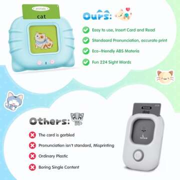 Talking Flash Cards Toddler Toys with 224 Sight Words, Blue Autism Sensory Toys for Autistic Childre...