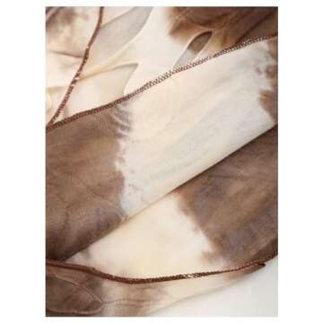 MakeMeChic Women's Tie Dye Distressed Y2K Halter Dress Sleeveless Wrap V Neck Bodycon Mini Dress Brown White Small