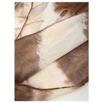 MakeMeChic Women's Tie Dye Distressed Y2K Halter Dress Sleeveless Wrap V Neck Bodycon Mini Dress Brown White Small