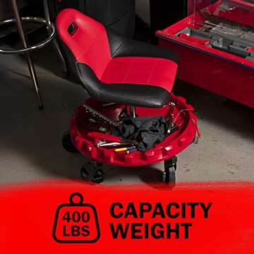 Traxion 2-700 ProGear Mobile Rolling Gear Seat W/Equipment Tray and Five All-Terrain 5" Casters