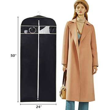 MISSLO 50" Gusseted Travel Garment Bag with Clear Zipper Pouch Breathable Dress Storage Garment Cove...