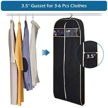 MISSLO 50" Gusseted Travel Garment Bag with Clear Zipper Pouch Breathable Dress Storage Garment Cover for Hanging Full Length Coat, Long Jacket, Suit with Tails