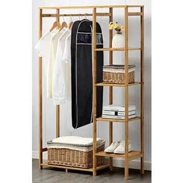 MISSLO 50" Gusseted Travel Garment Bag with Clear Zipper Pouch Breathable Dress Storage Garment Cover for Hanging Full Length Coat, Long Jacket, Suit with Tails