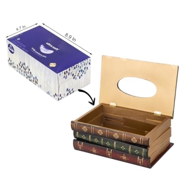 Retro Wooden Antique Book Tissue Box for Home Decor