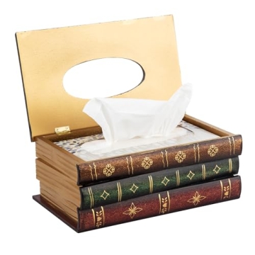 Retro Wooden Antique Book Tissue Box for Home Decor