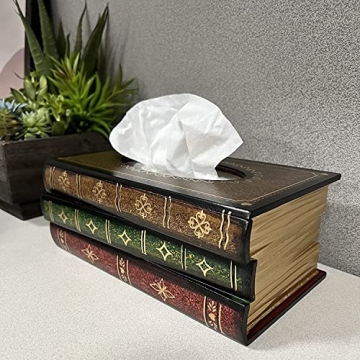 Retro Wooden Antique Book Tissue Box for Home Decor