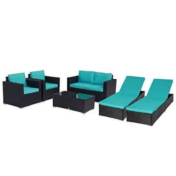 Kinsuite Patio Furniture Sets, 7Pcs Patio Seating, All Weather PE Wicker Patio Sectional Sofa Couch ...