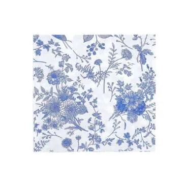 Efavormart 20 Pack | White/Blue Chinoiserie Floral Print 2-Ply Paper Napkins, Disposable Dinner Napkins