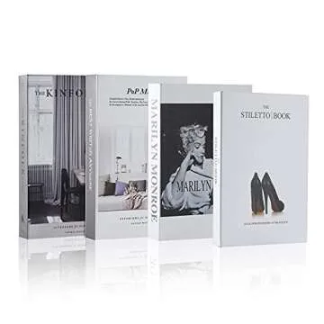 Faux Books for Decoration, Outgeek Set of 4 Coffee Table Books Decor, Fake Books Fashion Decorative Books for Display, Office & Rustic Home Decor, Bookshelf, Modern Farmhouse Decor, Living Room