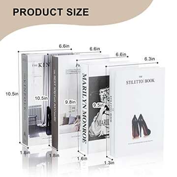 Faux Books for Decoration, Outgeek Set of 4 Coffee Table Books Decor, Fake Books Fashion Decorative Books for Display, Office & Rustic Home Decor, Bookshelf, Modern Farmhouse Decor, Living Room