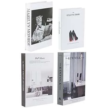 Faux Books for Decoration, Outgeek Set of 4 Coffee Table Books Decor, Fake Books Fashion Decorative Books for Display, Office & Rustic Home Decor, Bookshelf, Modern Farmhouse Decor, Living Room