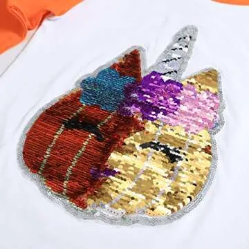 HH Family Halloween Shirts for Kids Flip Sequin Pumpkin Tee Girls Boys T-Shirt Costume (Orange UL, 6)