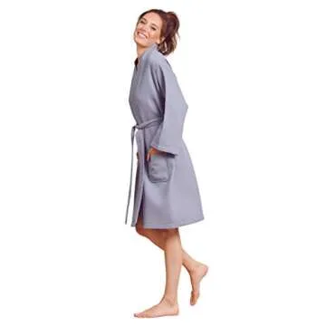 Soft Touch Linen Kimono Waffle Robe – Women’s Bath SPA Robe – Lightweight Cotton &Polyester Bl...