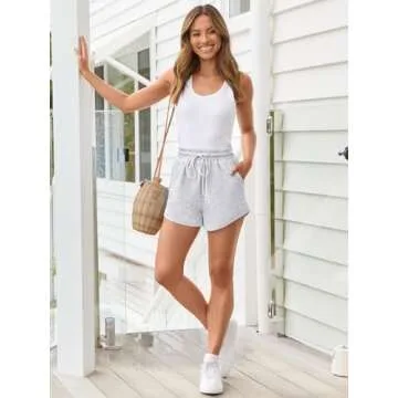 Trendy Queen Womens Sweat Shorts Casual Summer Comfy Lounge Athletic Clothes Elastic Cotton RunningGrey S