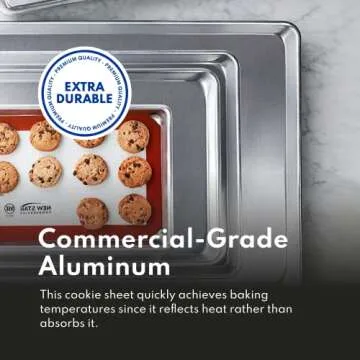 New Star Foodservice 36862 Commercial-Grade 18-Gauge Aluminum Sheet Pan/Bun Pan, 13" L x 18" W x 1" H (Half Size) | Measure Oven (Recommended)