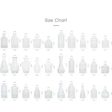 Glass Bud Vase Set of 30 - Small Vases for Flowers, Clear Bud Vases in Bulk, Cute Glass Vases for Centerpieces, Mini Vintage Vase for Rustic Wedding Decorations, Home Table Flower Decor