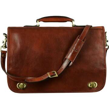 Handcrafted Dark Brown Leather Briefcase for Men