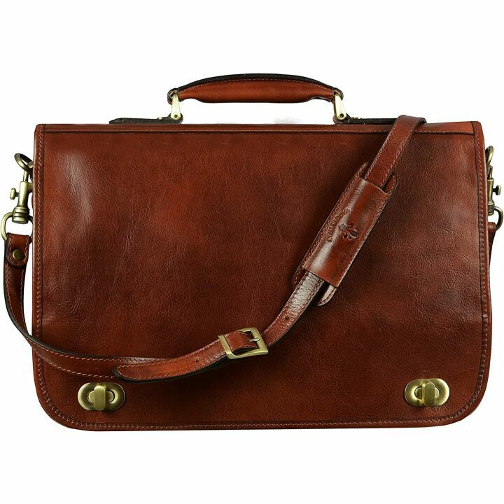 Handcrafted Dark Brown Leather Briefcase for Men